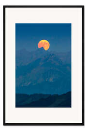 Gerahmter Kunstdruck Vollmondaufgang in den Bergen