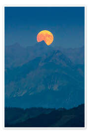Poster Vollmondaufgang in den Bergen