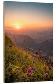 Holzbild Goldene Stunde vom Hochgrat im Allgäu - Andreas Kossmann