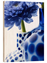 Holzbild Stillleben mit Blauer Blume
