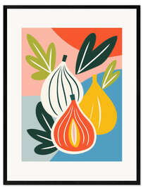 Gerahmter Kunstdruck Stillleben mit drei reifen Feigen