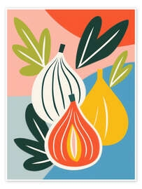 Poster Stillleben mit drei reifen Feigen