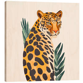 Holzbild Boho Leopard