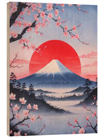 Holzbild Sonnenuntergang am Fuji - Nikita Abakumov