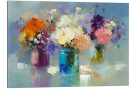 Gallery Print Bunte Blumen in Glasgefäßen