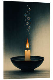 Acrylglasbild Kerze in Wasserschale - Gradient Grooves