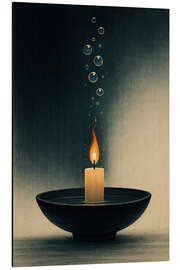Tableau en aluminium Candle in Water Bowl - Gradient Grooves