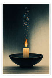 Wandbild Kerze in Wasserschale - Gradient Grooves