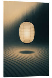 Acrylglasbild Papierlaterne über geharkten Sandkreisen - Gradient Grooves