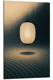 Aluminium print Paper Lantern over Raked Sand Circles - Gradient Grooves