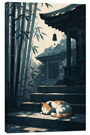Leinwandbild Schlafende Katze auf Tempelstufen - Gradient Grooves