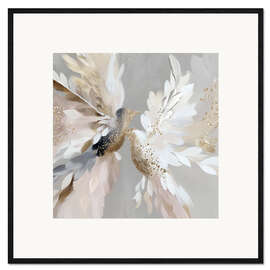 Gerahmter Kunstdruck Tauben in Blüte