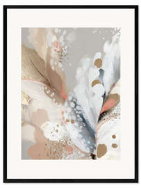 Gerahmter Kunstdruck Blütenblätter und Federn