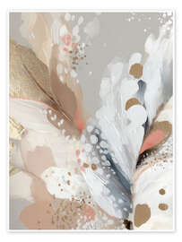Wandbild Blütenblätter und Federn - Bella Eve