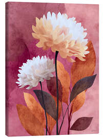 Leinwandbild Dahlien auf Rot