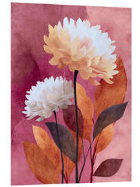 Hartschaumbild Dahlien auf Rot