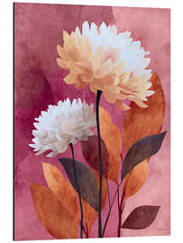 Magnettafel Dahlien auf Rot