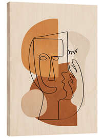 Holzbild Abstrakte Tongesichter