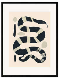 Gerahmter Kunstdruck Schwarze und weiße Schlange