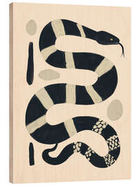Holzbild Schwarze und weiße Schlange