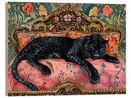 Holzbild Fauler Leopard