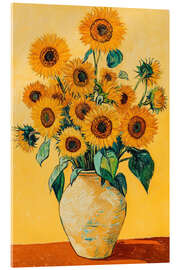 Acrylglasbild Gezeichnete Sonnenblumen - PetalsPrintsDesign