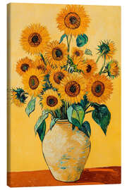 Leinwandbild Gezeichnete Sonnenblumen - PetalsPrintsDesign