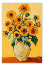 Wandbild Gezeichnete Sonnenblumen - PetalsPrintsDesign