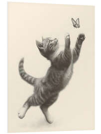 Hartschaumbild Kätzchen und Schmetterling Skizze