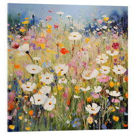 Acrylglasbild Feld mit Gänseblümchen und Wildblumen - Creative Studio