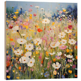 Holzbild Feld mit Gänseblümchen und Wildblumen - Creative Studio