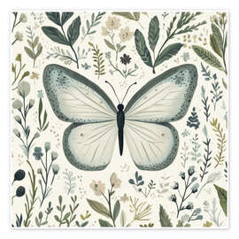 Wandbild Dusty Blue Butterfly - PetalsPrintsDesign