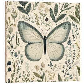 Holzbild Dusty Blue Butterfly - PetalsPrintsDesign