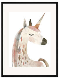 Gerahmter Kunstdruck Einhorn mit Formen - Creative Studio