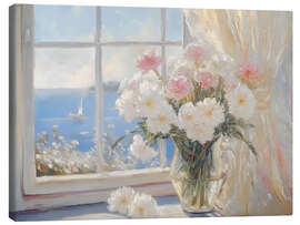 Leinwandbild Küstenansicht Blumen