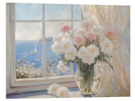 Hartschaumbild Küstenansicht Blumen