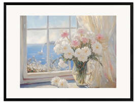 Gerahmter Kunstdruck Küstenansicht Blumen - LSR Design Studio