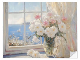 Wandsticker Küstenansicht Blumen