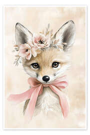 Wandbild Süßer Fuchs mit Schleife - Creative Studio