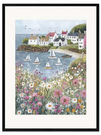 Gerahmter Kunstdruck Rosa Segelboote