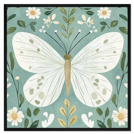 Gerahmter Kunstdruck Blaugrüner Schmetterling