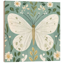 Holzbild Blaugrüner Schmetterling
