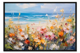 Gerahmter Kunstdruck Wildblumen am Strand