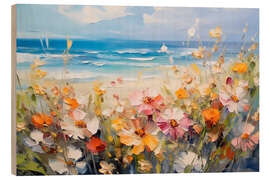 Holzbild Wildblumen am Strand