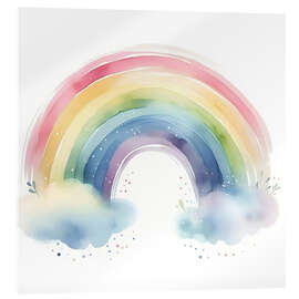 Acrylglasbild Regenbogen mit Wolken