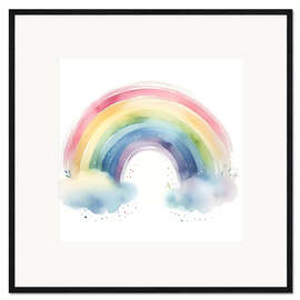 Gerahmter Kunstdruck Regenbogen mit Wolken