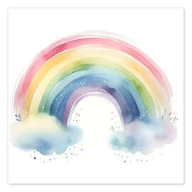 Poster Regenbogen mit Wolken