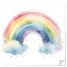 Wandsticker Regenbogen mit Wolken