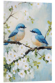 Acrylglasbild Leuchtend blaue Vögelchen - PetalsPrintsDesign