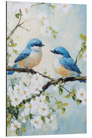 Alubild Leuchtend blaue Vögelchen - PetalsPrintsDesign